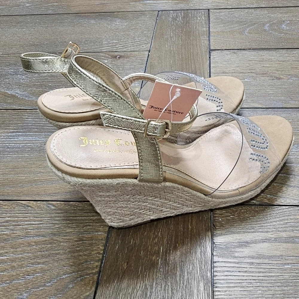 Juicy Couture Cristall Espadrille Wedge Sandals, Women's Size 8, NWT